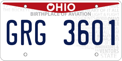 OH license plate GRG3601