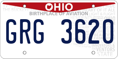 OH license plate GRG3620