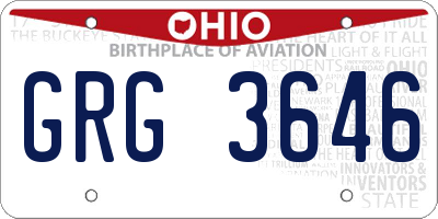 OH license plate GRG3646
