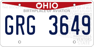 OH license plate GRG3649
