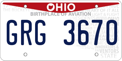 OH license plate GRG3670