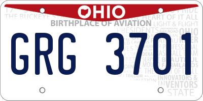 OH license plate GRG3701