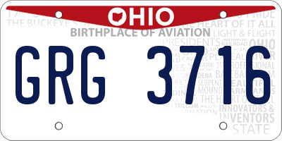 OH license plate GRG3716