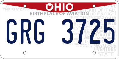OH license plate GRG3725