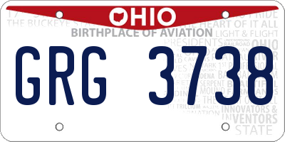 OH license plate GRG3738