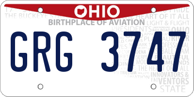 OH license plate GRG3747