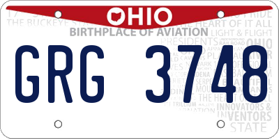 OH license plate GRG3748