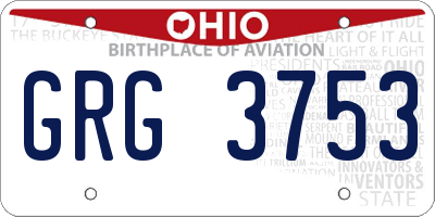 OH license plate GRG3753