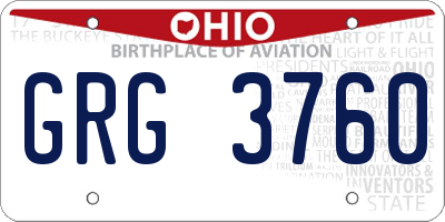 OH license plate GRG3760