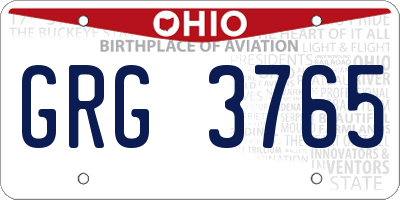 OH license plate GRG3765