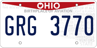 OH license plate GRG3770
