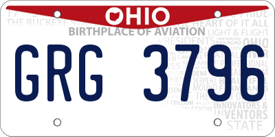 OH license plate GRG3796