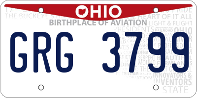 OH license plate GRG3799