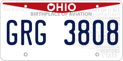 OH license plate GRG3808