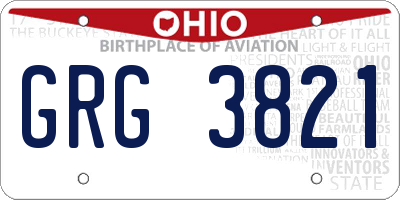 OH license plate GRG3821