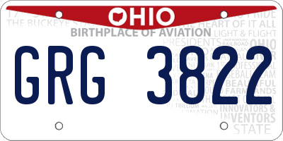 OH license plate GRG3822