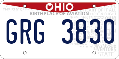 OH license plate GRG3830