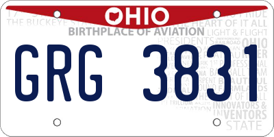 OH license plate GRG3831