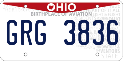 OH license plate GRG3836