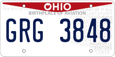 OH license plate GRG3848