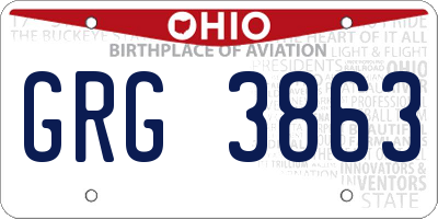 OH license plate GRG3863