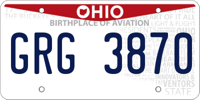 OH license plate GRG3870