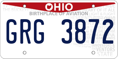 OH license plate GRG3872