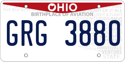 OH license plate GRG3880