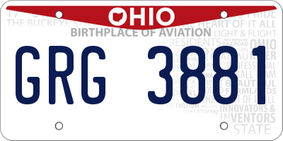 OH license plate GRG3881