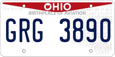 OH license plate GRG3890