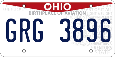 OH license plate GRG3896