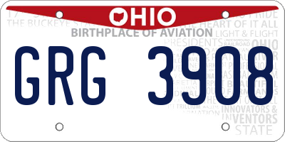OH license plate GRG3908