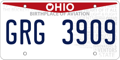 OH license plate GRG3909