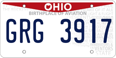 OH license plate GRG3917