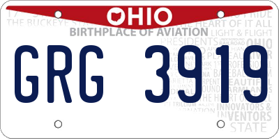 OH license plate GRG3919