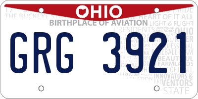 OH license plate GRG3921