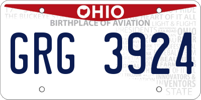 OH license plate GRG3924