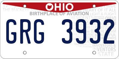 OH license plate GRG3932