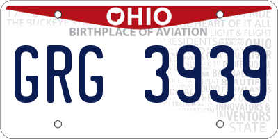 OH license plate GRG3939