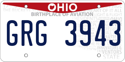 OH license plate GRG3943