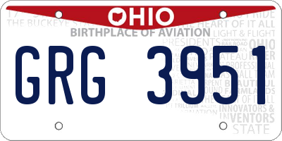 OH license plate GRG3951