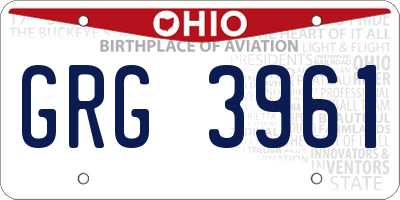 OH license plate GRG3961