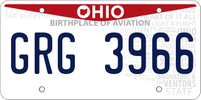 OH license plate GRG3966