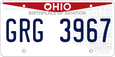 OH license plate GRG3967