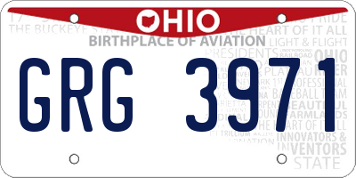 OH license plate GRG3971