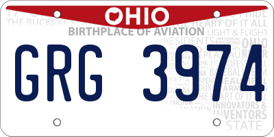 OH license plate GRG3974