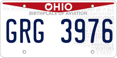 OH license plate GRG3976