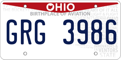 OH license plate GRG3986