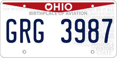 OH license plate GRG3987