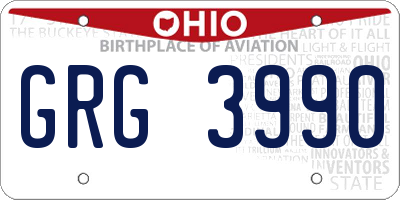 OH license plate GRG3990